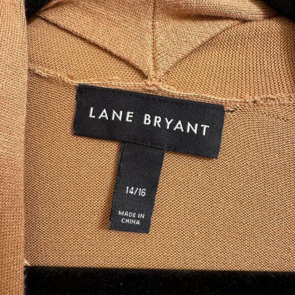 Lane Bryant Long Camel Tan Hooded Cardigan Sweater Overpiece XL 14/16 - Picture 3 of 6